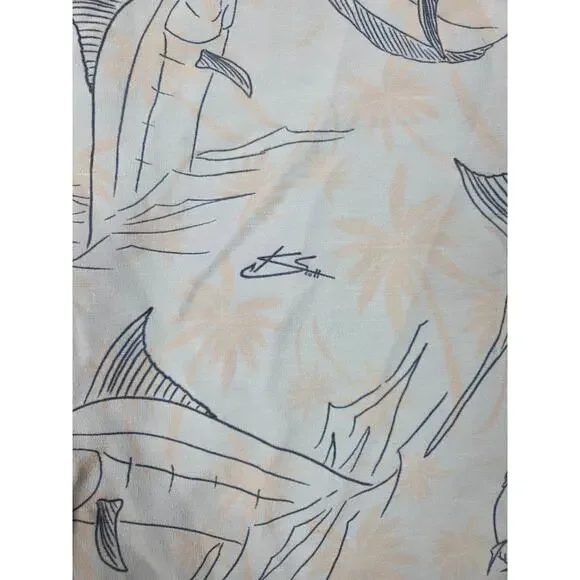 HUK Fishing Kona Blue Short Sleeve Button Front Men's Shirt Size Large - Picture 3 of 6